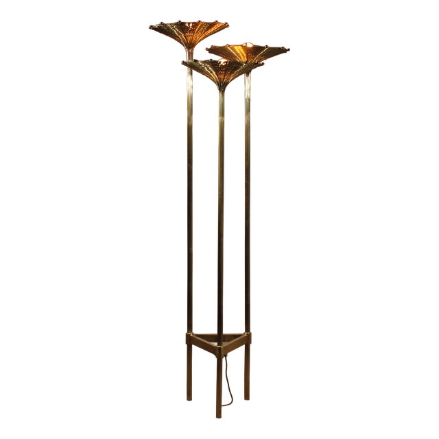 Brass Papyrus Floor Lamp by Nucci Valsecchi, Italy, 1970s For Sale