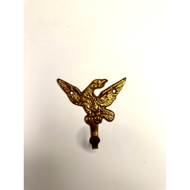 Vintage Early American Eagle Solid Brass Organization Hooks, a Pair For Sale - Image 9 of 10
