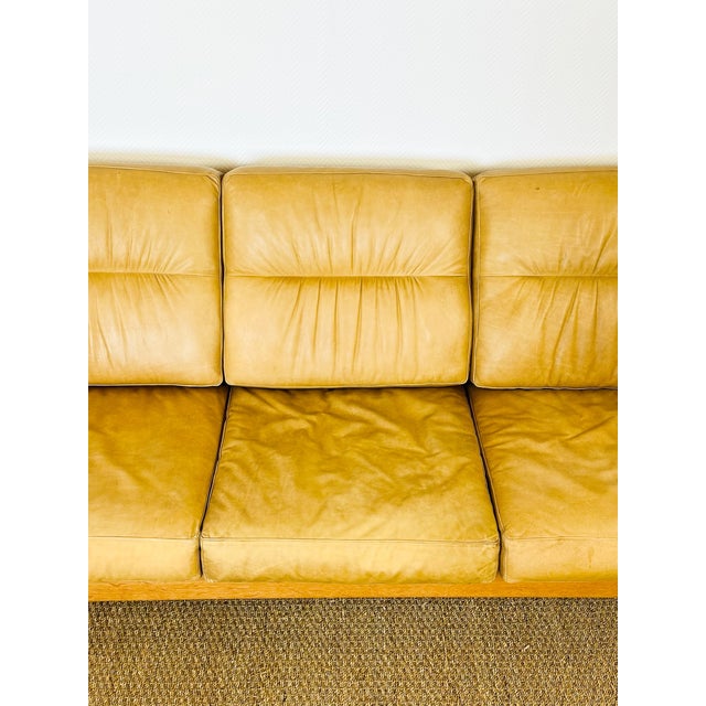 Textile Scandinavian Living Room Set in Leather and Oak in the style of Pierre Chapo, 1960s, Set of 3 For Sale - Image 7 of 18
