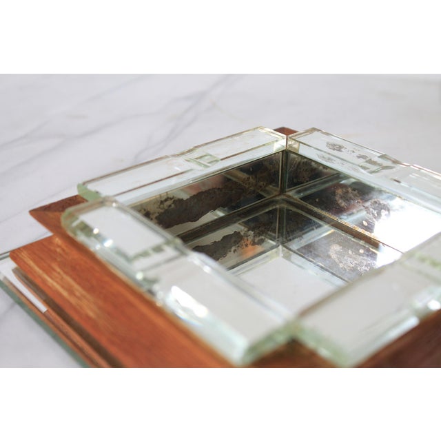 Wood Vintage Square Wood & Mirror Ashtray or Trinket Tray For Sale - Image 7 of 12