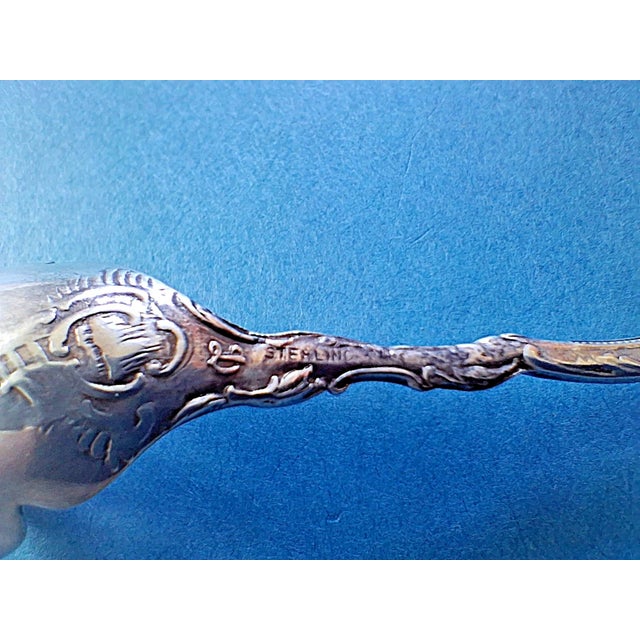 Metal 1891 Watteau by Durgin Sterling Silver 7 1/2" Long Handle Pierced Olive Spoon No Mono For Sale - Image 7 of 7