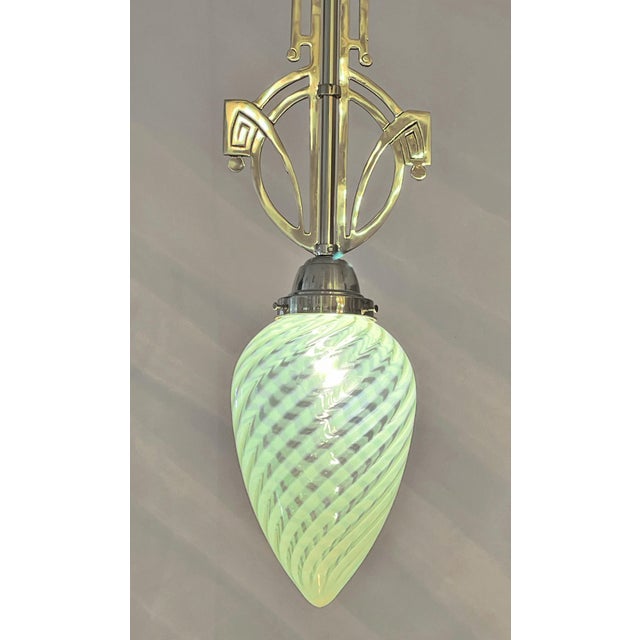 19th Century Art Nouveau Lamp in Brass and Glass, 1890s For Sale - Image 5 of 6