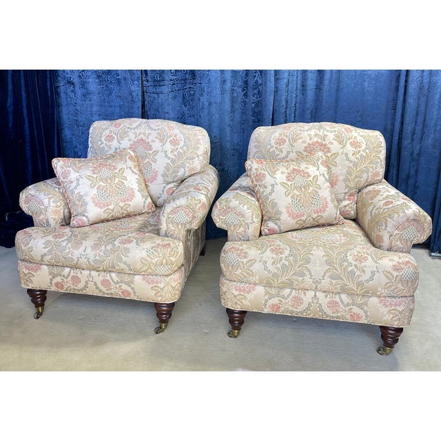 A Pair of Lillian August Lounge Chairs With Pair of Ottomans For Sale In Philadelphia - Image 6 of 16