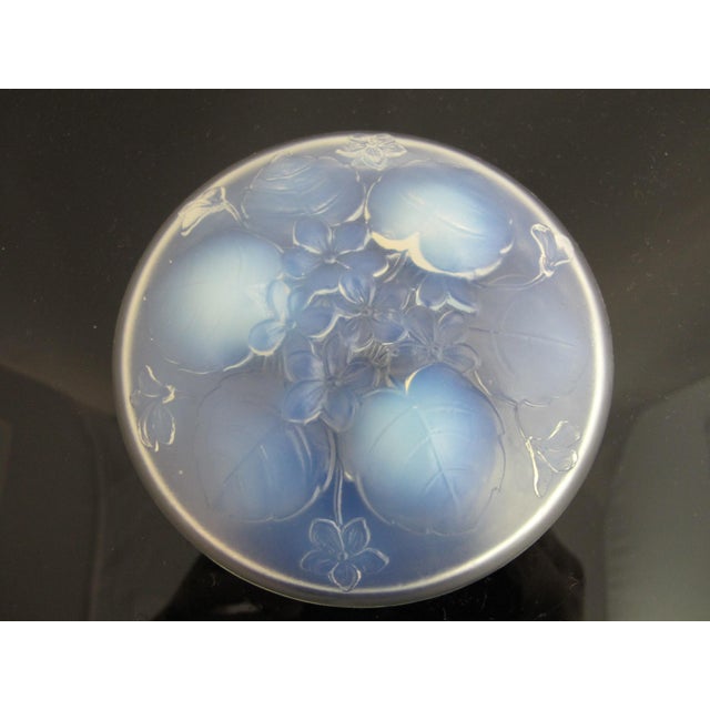 Blue Sabino Opalescent Glass Violet Flower Leaf Footed Dish Trinket Tray For Sale - Image 8 of 9