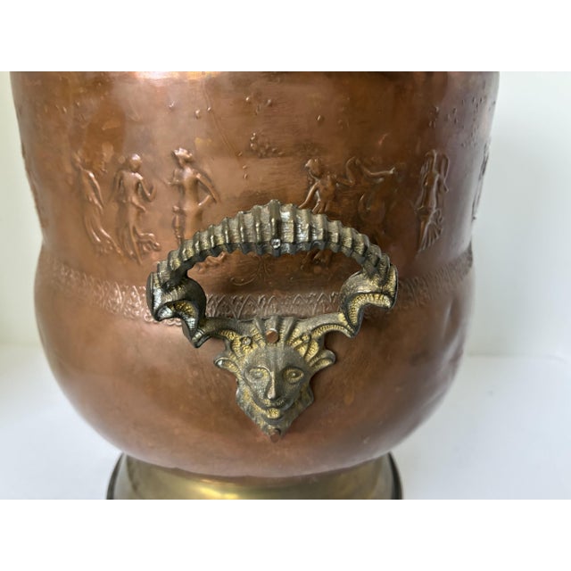 Copper Vintage French Art Nouveau Copper Brass Planter Jardiniere | Pot | Champagne Bucket For Sale - Image 8 of 16