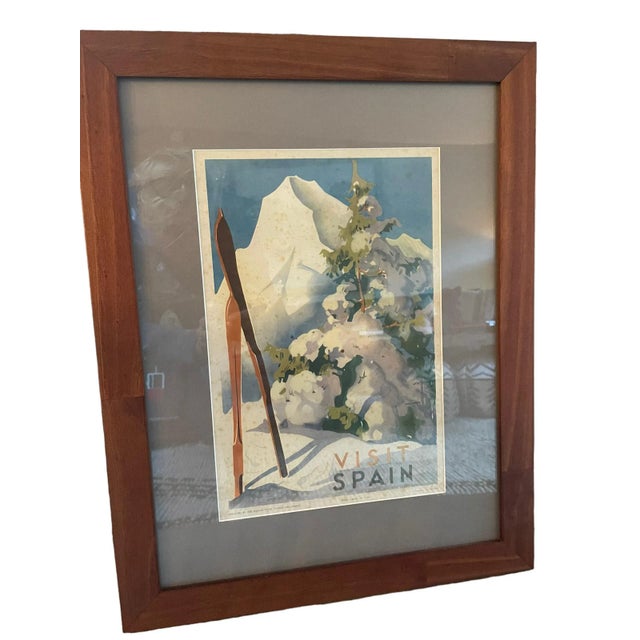 Art Nouveau Vintage Ski Poster - 1930's Visit Spain Ski Travel Poster For Sale - Image 3 of 6