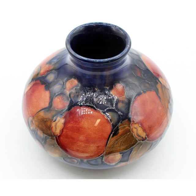 English Circa 1930s “Pomegranate” Pattern Low Vase by Moorcroft, England For Sale - Image 3 of 4