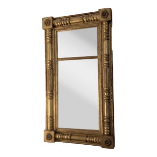 Large Federal Pier Mirror; Mid 19th Century; Beautiful Gilded Details For Sale