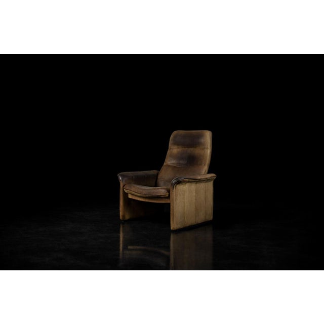 Industrial Vintage Brutalist Buffalo Leather DS-50 Lounge Chair from de Sede, 1970s For Sale - Image 3 of 18