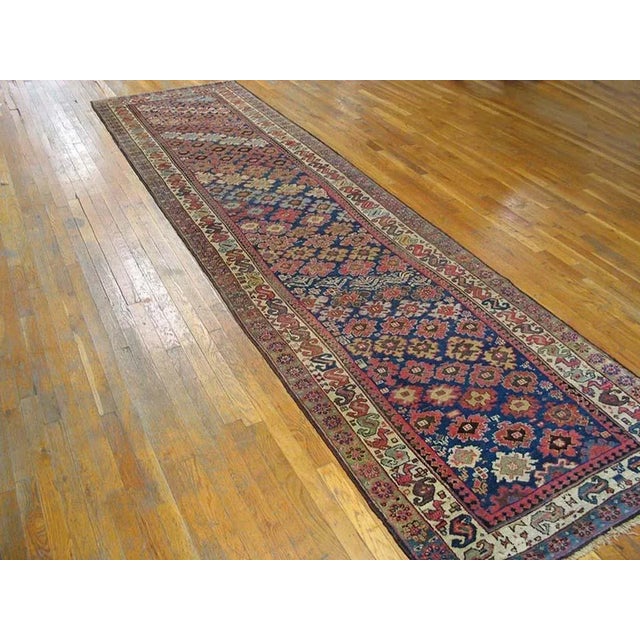 Traditional Traditional Antique Tribal Geometric Nw Blue 1890s Hallway Runner Rug For Sale - Image 3 of 6