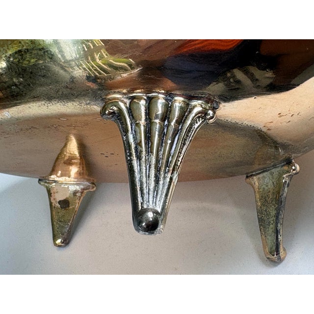 Vintage Silver-Plated Footed Jardiniere Centerpiece Bowl With Dragon Handles and Fleur-De-Lis Mounts For Sale - Image 12 of 12