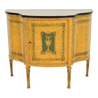 Italian Neoclassical Paint Decorated Demilune Console or Bar Cabinet For Sale