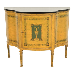 Italian Neoclassical Paint Decorated Demilune Console or Bar Cabinet
