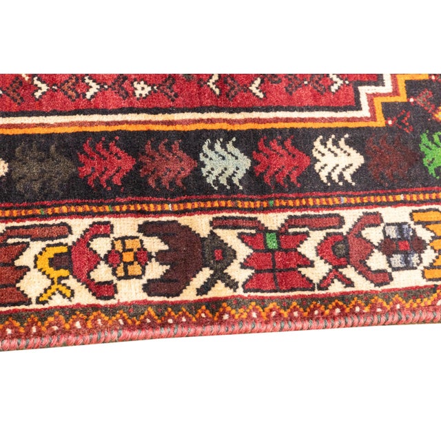Vintage Hand-Knotted Persian Qashqai Rug 4'6" X 5'6" For Sale - Image 15 of 18