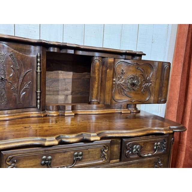 Wood Louis XV Provençal Sideboard with Sliding Doors in Walnut, 1950s For Sale - Image 7 of 18