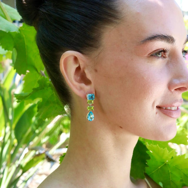 Not Yet Made - Made To Order GemFusion 17.83ctw Topaz Peridot Diamond Convertible Drop Earrings in 14k Yellow Gold-Set of 2 For Sale - Image 5 of 9