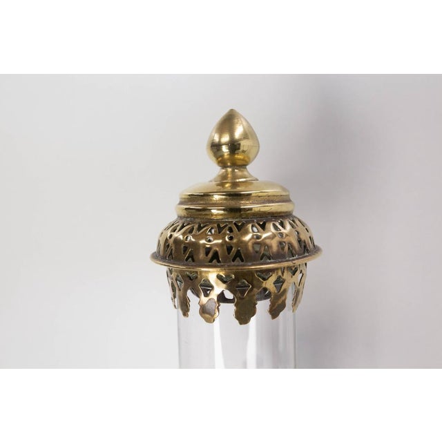 Antique Brass and Glass Electrified Oil Wall Sconces, 1880, Set of 2 For Sale - Image 4 of 8