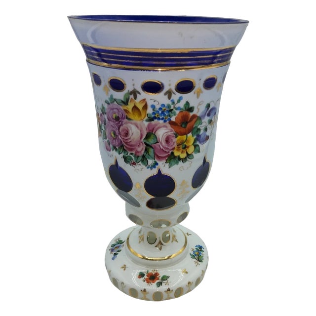 Bohemian Glass Overlay Vase For Sale