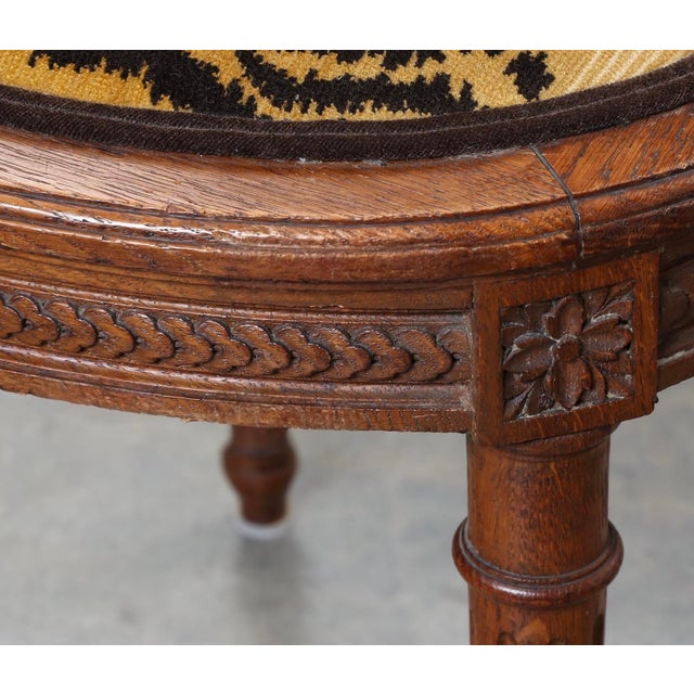 Set of 6 French Louis XVI Style Fruitwood Dining Chairs Scalamndre Tiger Velvet For Sale - Image 4 of 8