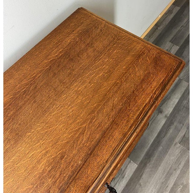 Vintage French Louis XVI Style Carved Oak Cabinet with Drawer For Sale - Image 11 of 15