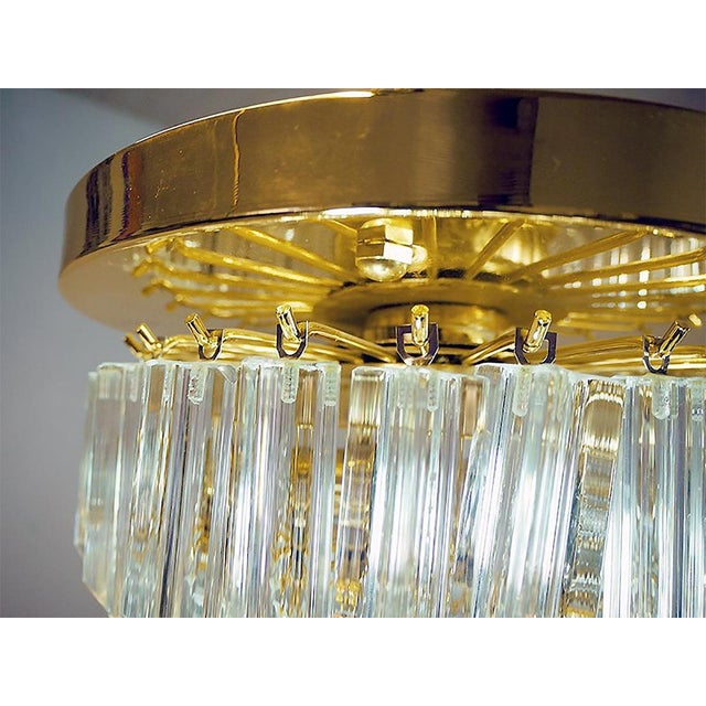German Flush Mount Chandelier in Crystal Prism & Gilt-Brass from Palwa, 1960s For Sale - Image 9 of 11