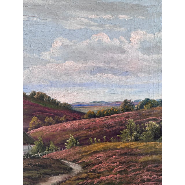 Antique Original Landscape Oil Painting, Signed Countryside Art For Sale - Image 6 of 15