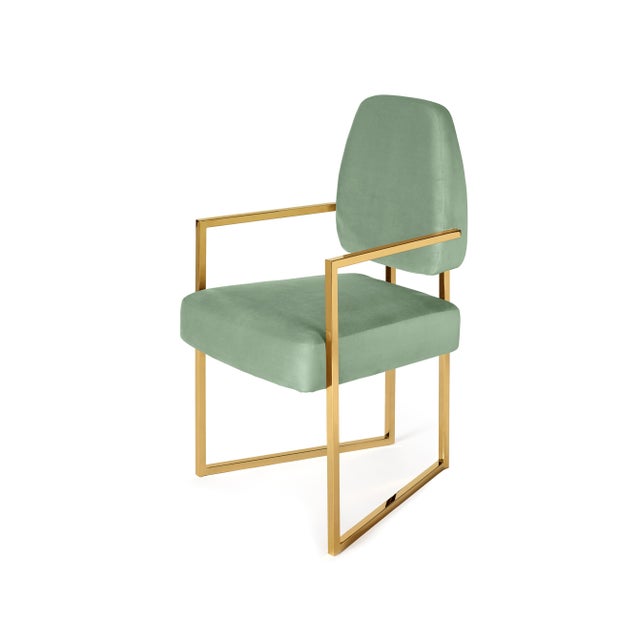 Gold Perspective Dining Chair in Golden Bath and Green Velvet from Insidherland For Sale - Image 8 of 8
