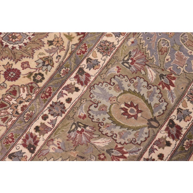 1990s Shabby Chic Tabriz Pak-Persian Gold/Green Wool Rug - 10'1'' X 14'2'' For Sale - Image 5 of 8