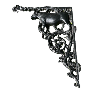 Large Mid 20th Century Cast Iron Bracket With Bull Motif