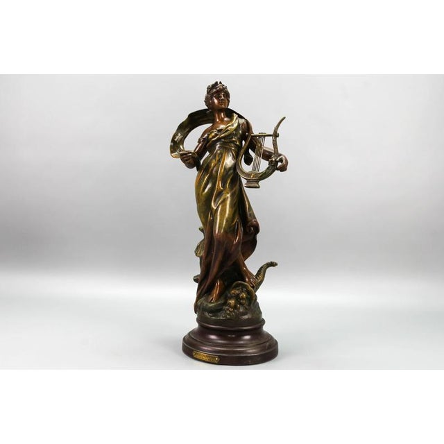 Metal French Patinated Bronzed Spelter Sculpture Muse Champetre, 1920s For Sale - Image 7 of 18