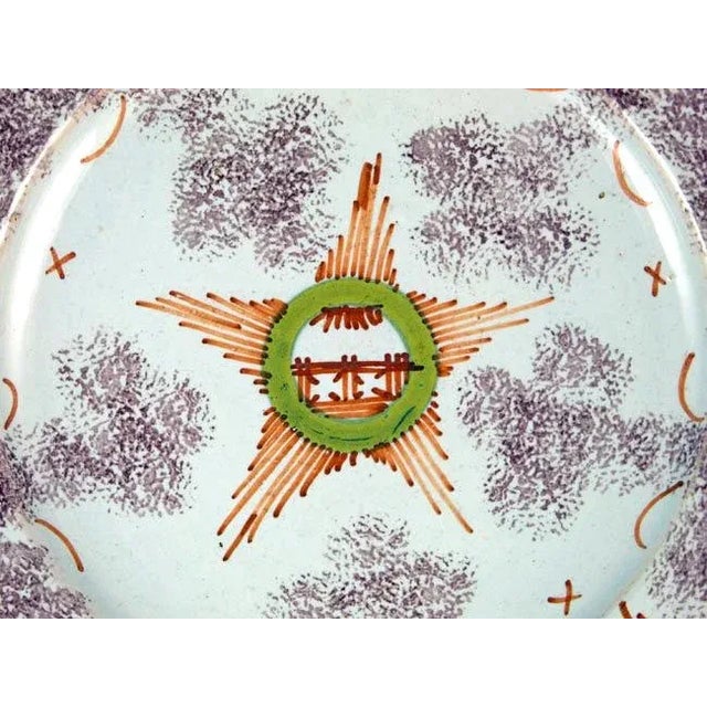 Rustic Bristol Delftware Star Dish With Sponged Manganese Clouds, Circa 1745 For Sale - Image 3 of 3