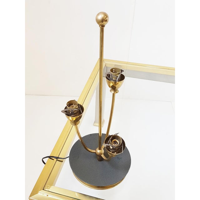 Mid-Century Modern Lily of the Valley Table Lamp in Brass and Glass, 1950s For Sale - Image 3 of 4