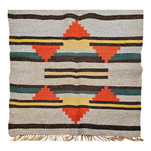 Vintage Mid Century Design Hand-Woven Rug in a Geometric Pattern with Earth Tone Colors