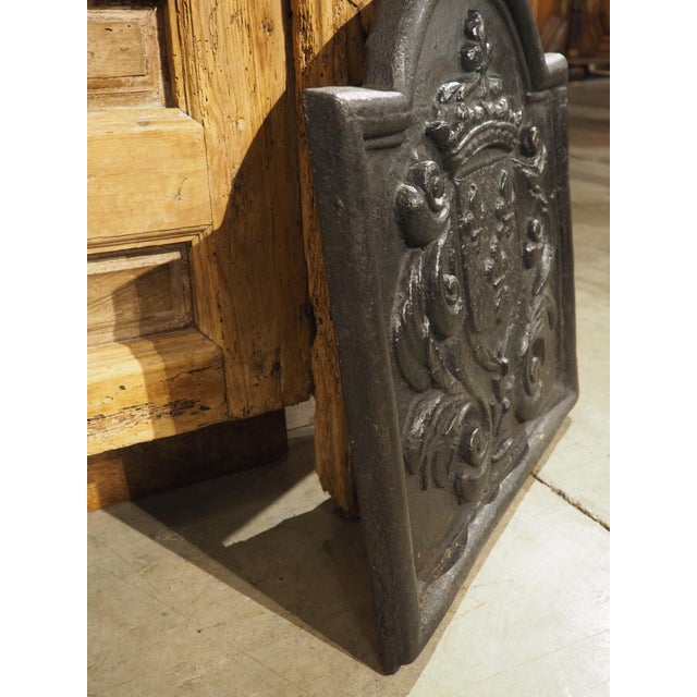 Small 19th Century French Royal Coat of Arms Cast Iron Fireback For Sale - Image 11 of 16