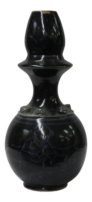 Chinese Ware Black Blue Glaze Ceramic Jar Vase Display Art