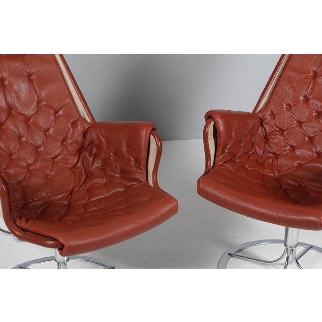 Metal Jetson Lounge Chair in Cognac Leather by Bruno Mathsson for Dux, 2010s For Sale - Image 7 of 11
