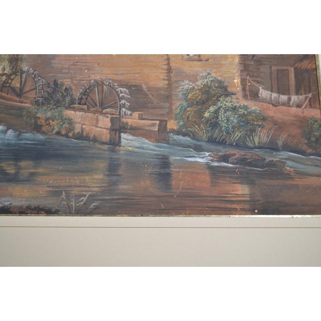 Paint French School From the Beginning of the 19th Century "Pastoral in a Landscape at the Mill" Gouache For Sale - Image 7 of 12
