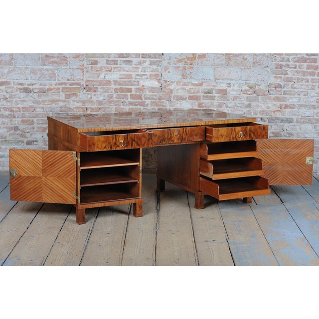 Czech Art Deco Writing Desk in Mahogany, Walnut, Brass and Beech, 1920s For Sale - Image 16 of 18