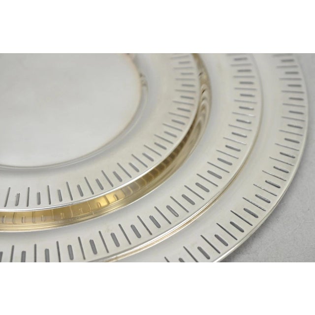 Vintage Hopeakeskus Oy Finland Modern Silver Plated Serving Plate Dishes - 3 Pc For Sale - Image 11 of 14