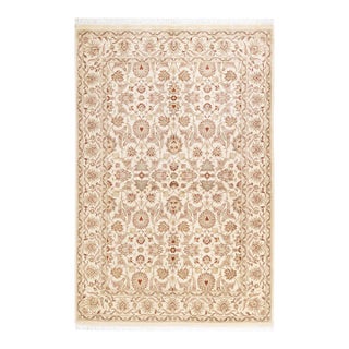 Eclectic, One-of-a-Kind Hand-Knotted Area Rug - Ivory, 4' 2" x 6' 3" For Sale