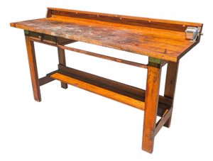 Mid-20th Century Industrial Solid Wood Carpenter's Workbench Console Table