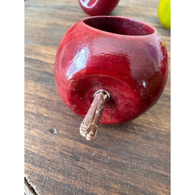 Wood Late 20th Century Vintage Apples and Pears Napkin Rings- Set of 6 For Sale - Image 7 of 12