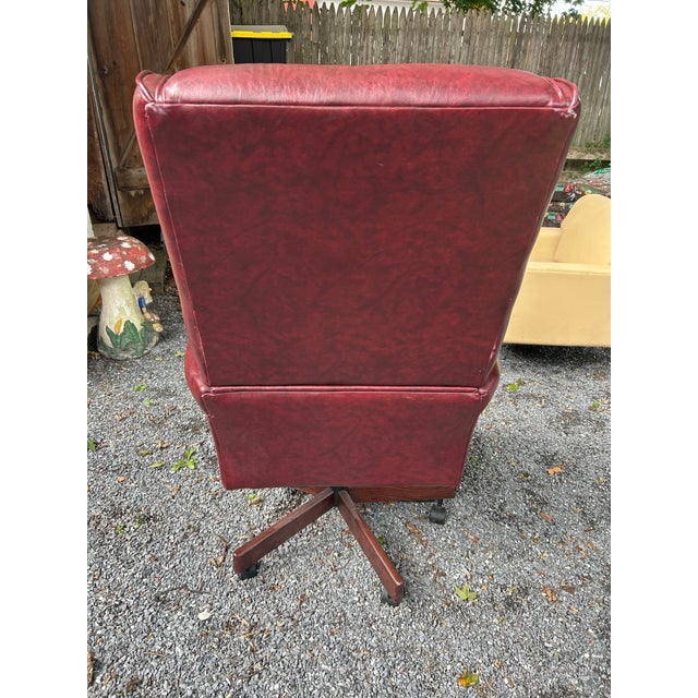 For consideration is this authentic Omnia executive rolling desk chair presented with a striking deep oxblood leather,...