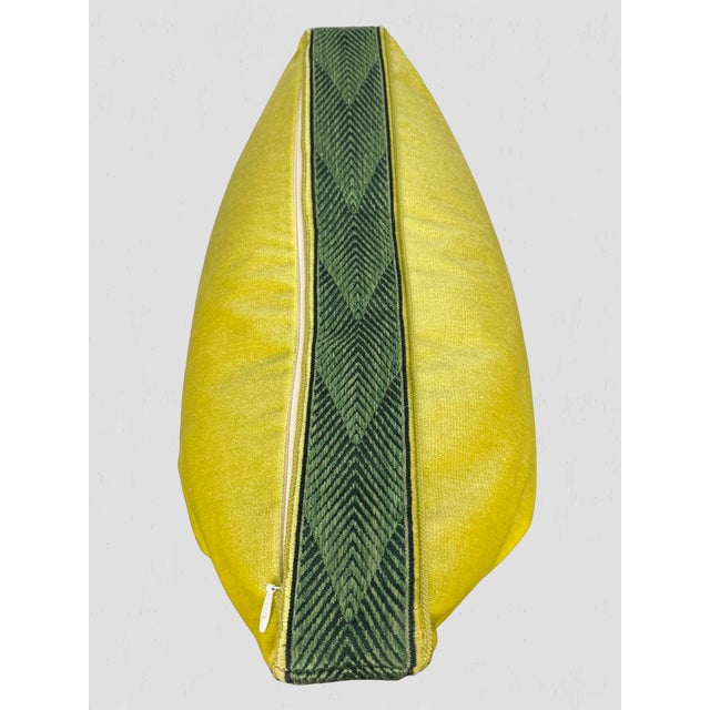 Chartreuse Velvet Box Pillow Pair Cord Green Tape For Sale - Image 10 of 10