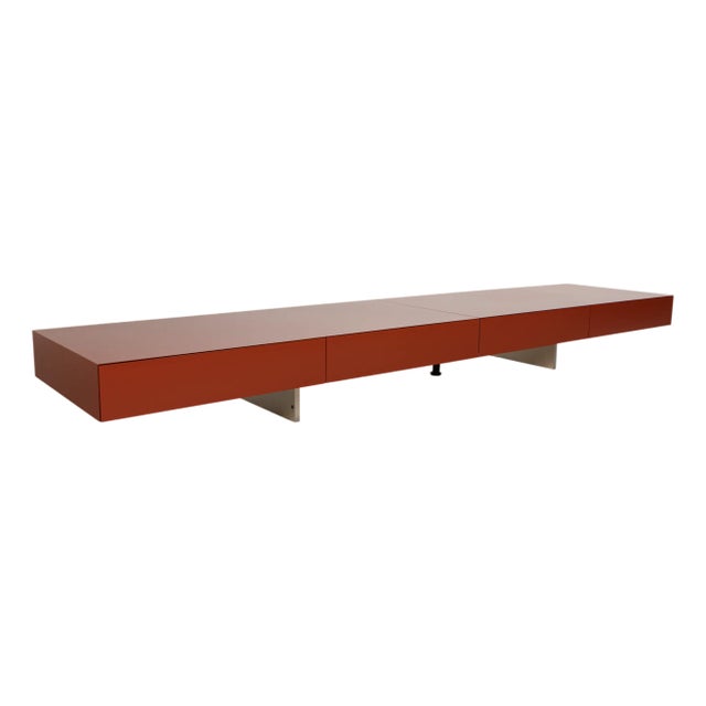 Pass Sideboard in Red Wood with Drawers from Molteni For Sale