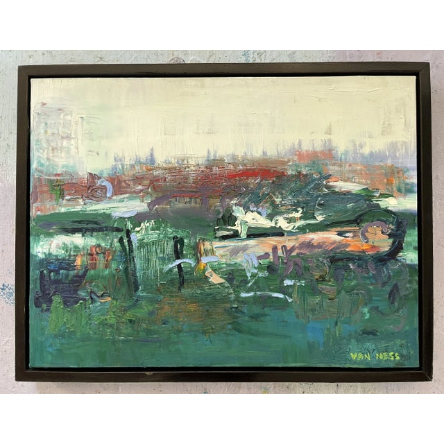 Emerald Sky, Original Oil Painting, Framed, Van Ness For Sale In Saint Louis - Image 6 of 6