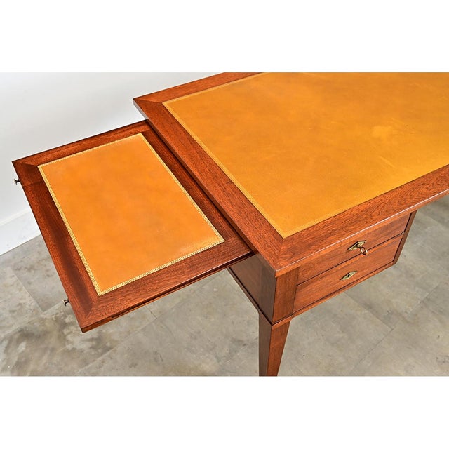 French 20th Century Mahogany and Leather-top Desk For Sale - Image 4 of 14