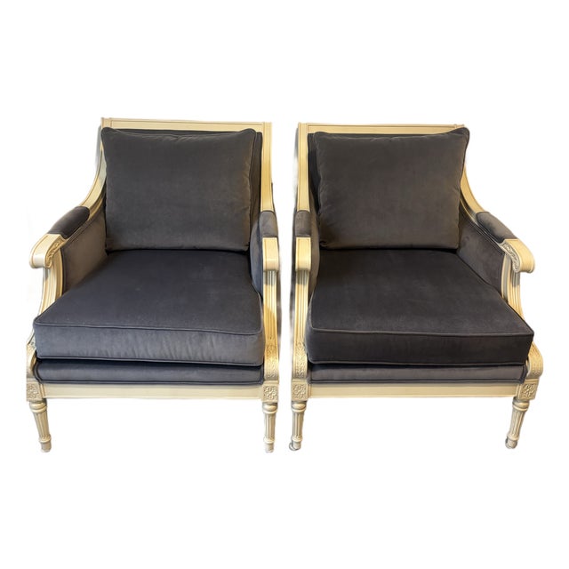 Contemporary Velvet chairs Attributed to Ethan Allen For Sale