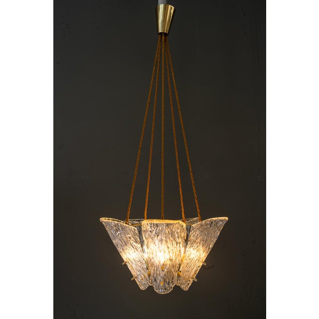 Mid-Century Modern Vintage Klamar Chandelier with Textured Glass, 1950s For Sale - Image 3 of 18