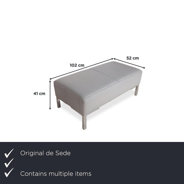 Modern DS-112 3-Seater Sofa and Ottomans in Grey Leather from de Sede, Set of 3 For Sale - Image 3 of 18